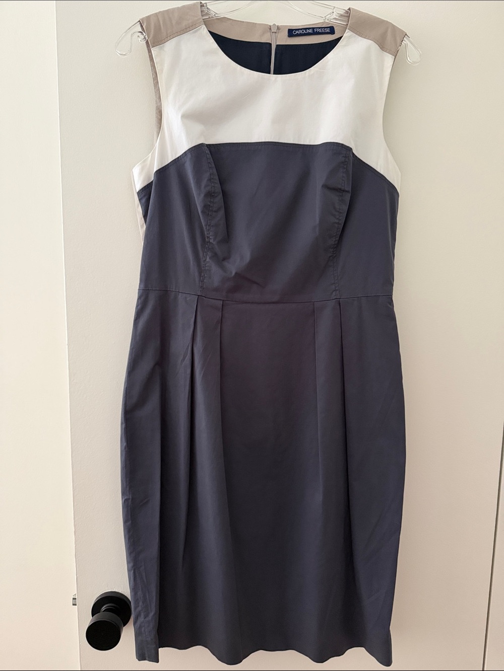 Caroline Freese Gray Cotton Color-block Dress